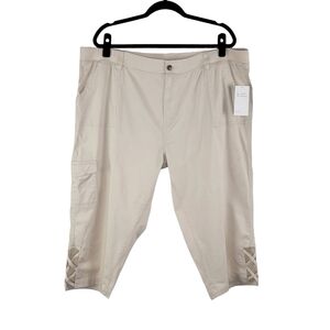 NEW Kiwi Fresh Cropped Khaki Beige Lightweight Capri Pants Women's Size 16